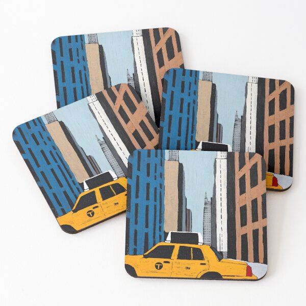 Item preview, Iconic New York City Taxi Art - Yellow Cab Crossing Through Urban Cityscape with Tall Skyscrapers designed and sold by OlfactoART Studio.