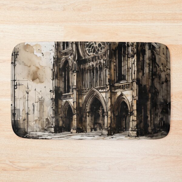 Item preview, Monochrome Gothic Building Ink Illustration designed and sold by ByteyCreatives.