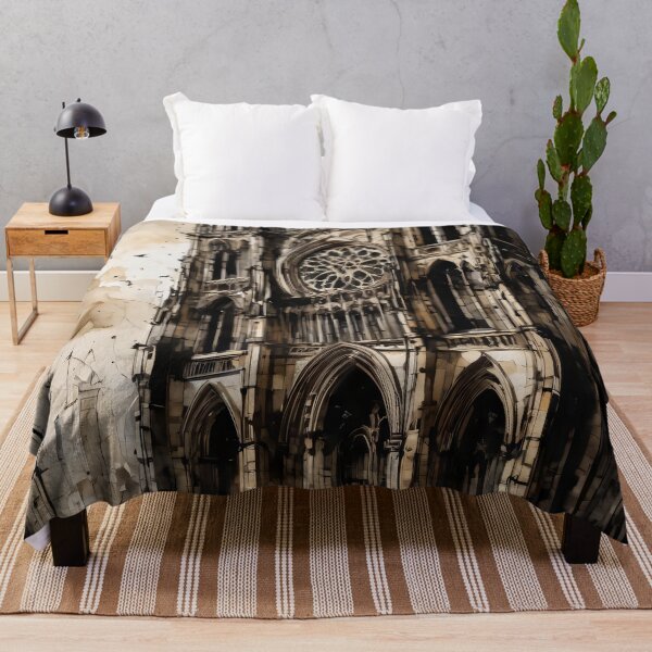Item preview, Monochrome Gothic Building Ink Illustration designed and sold by ByteyCreatives.