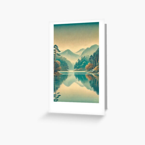 Item preview, Serenity at Gohi - A Contemporary Ukiyo-e Nature Landscape designed and sold by Kijiermono.