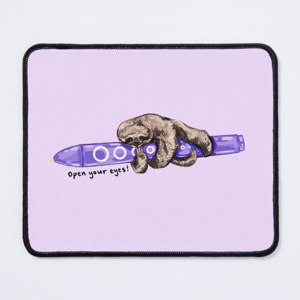 Item preview, "Open your eyes!" Mini Sloth Holding a Purple Penlight designed and sold by NurseLauraDraws.