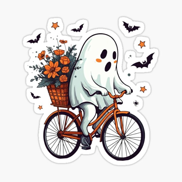 Artikel-Vorschau von Geist auf einem Fahrrad mit Blumen, designt und verkauft von raedattia.