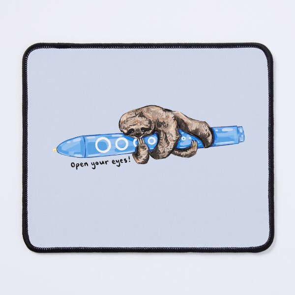 Item preview, "Open your eyes!" Mini Sloth Holding a Blue Penlight designed and sold by NurseLauraDraws.