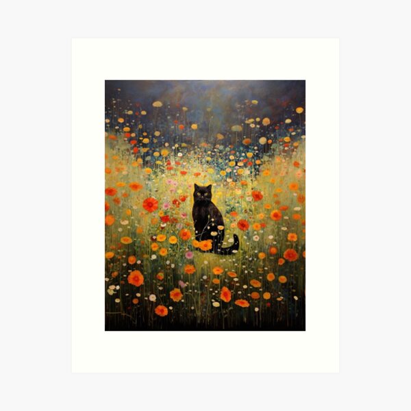 Black cat paint Art Print