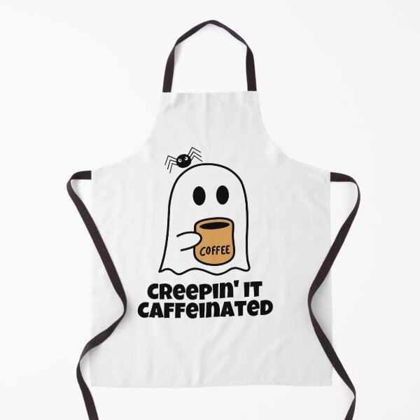 Item preview, Creepin' it caffeinated, White ghost holding coffee cup designed and sold by Jirayut Srimuang.