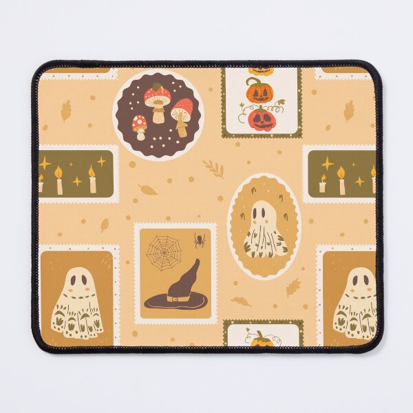 Item preview, Halloween fly agaric, pumpkin and ghost with candles retro stamps  designed and sold by Syuzanna.