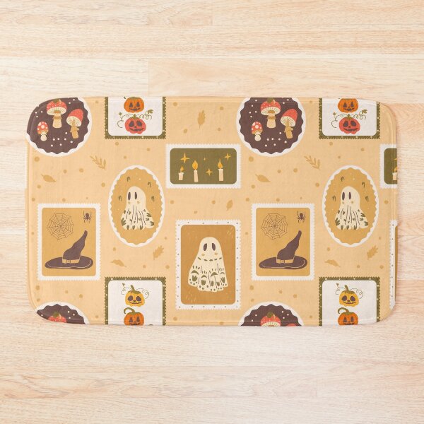 Item preview, Halloween fly agaric, pumpkin and ghost with candles retro stamps  designed and sold by Syuzanna.