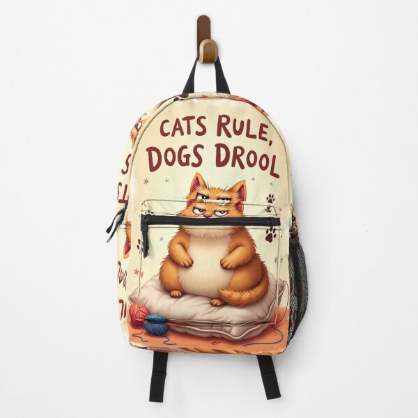 Item preview, Playful "Cats Rule, Dogs Drool" Poster with Whimsical Cat Illustration designed and sold by ByteyCreatives.