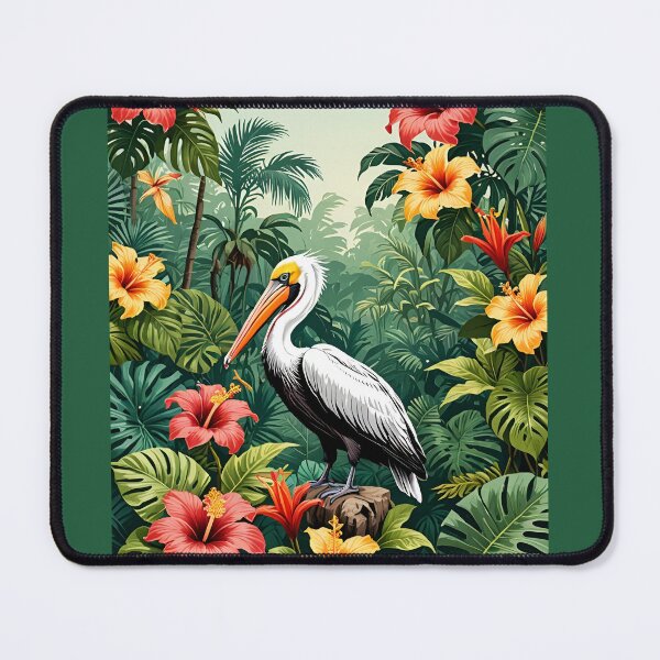 Item preview, Tropical exotic jungle with pelican and hibiscus flowers summer vacation like Hawaiian shirt  designed and sold by cheekylorns.