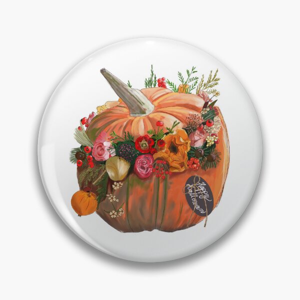 Item preview, Halloween Pumpkin with Flowers designed and sold by LenkaDesign.