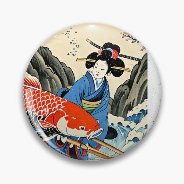 Item preview, Red Koi with Serene Geisha designed and sold by ZenaDesign.