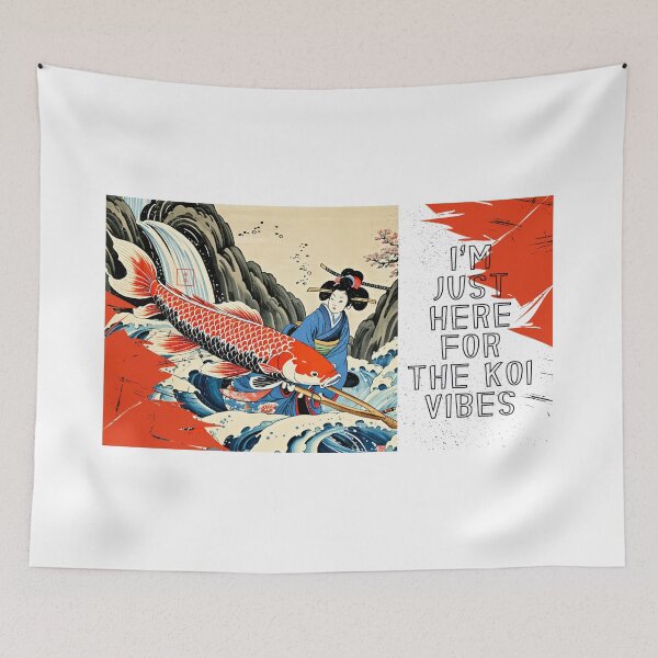 Item preview, Red Koi with Serene Geisha designed and sold by ZenaDesign.