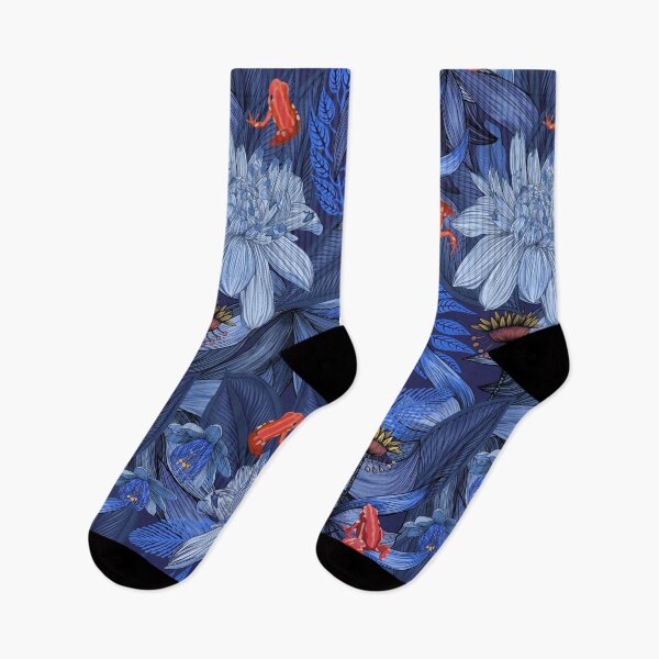 Item preview, red frogs in blue nature designed and sold by Flyingwall.