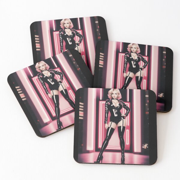 Item preview, Marilyn dolly with big boobs in sexi latex neon city lights designed and sold by AbovethehorizonShop.