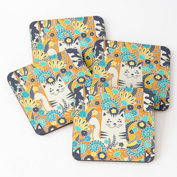 Item preview, Cats in the Spring Garden, Orange background designed and sold by Alex  Blud.