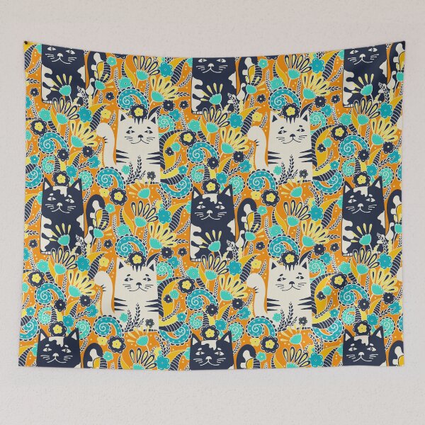Item preview, Cats in the Spring Garden, Orange background designed and sold by Alex  Blud.
