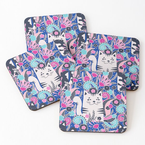 Item preview, Cats in the Spring Garden, Blue background designed and sold by Alex  Blud.