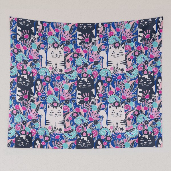 Item preview, Cats in the Spring Garden, Blue background designed and sold by Alex  Blud.