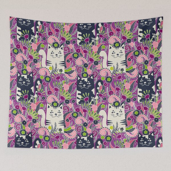 Item preview, Cats in the Spring Garden, Lilac background designed and sold by Alex  Blud.