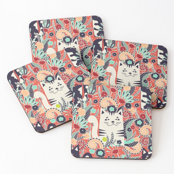 Item preview, Cats in the Spring Garden, Red background designed and sold by Alex  Blud.