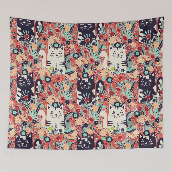 Item preview, Cats in the Spring Garden, Red background designed and sold by Alex  Blud.