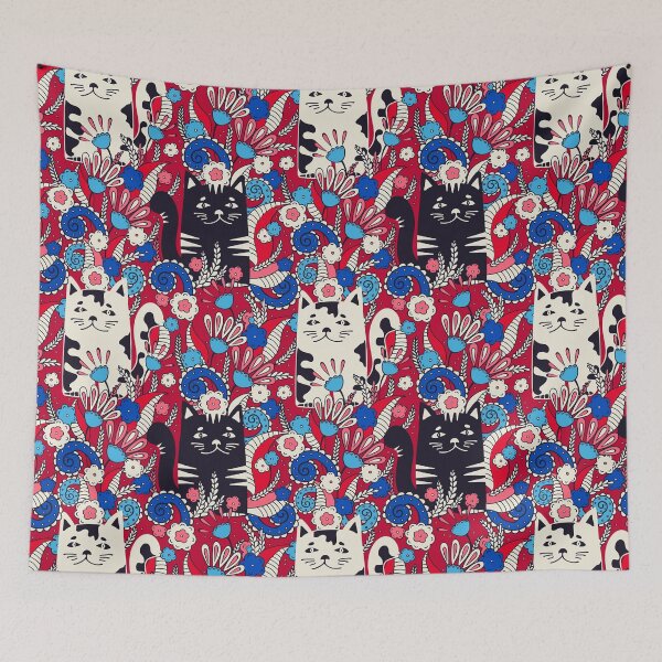 Item preview, Cats in the Spring Garden, Dark red background designed and sold by Alex  Blud.