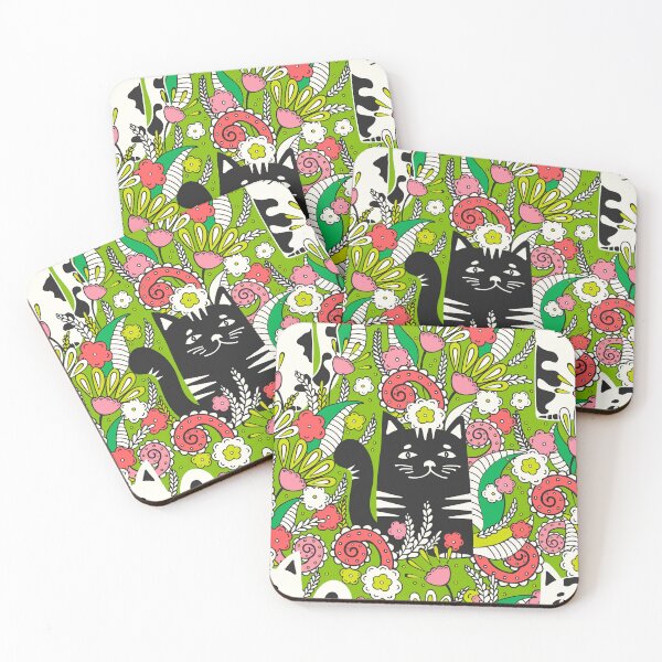 Item preview, Cats in the Spring Garden, Green background designed and sold by Alex  Blud.