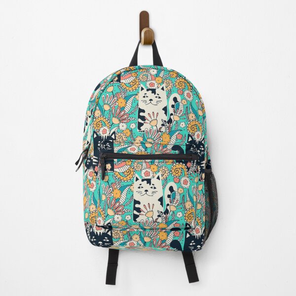 Item preview, Cats in the Spring Garden, Turquoise background designed and sold by Alex Blud.