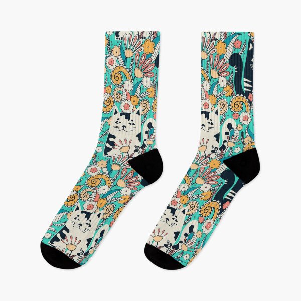Item preview, Cats in the Spring Garden, Turquoise background designed and sold by Alex  Blud.