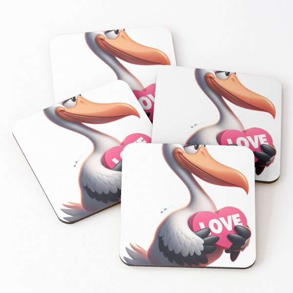 Item preview, Adorable Pelican Cartoon Expressing Love with Heart designed and sold by Aqmean.