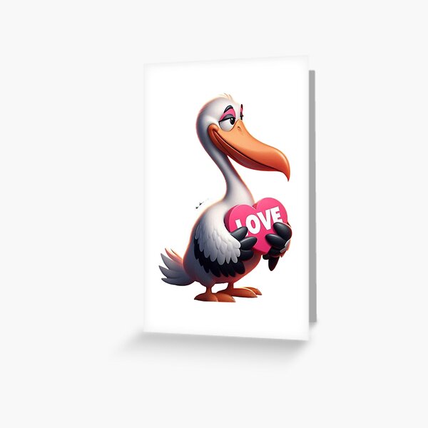 Item preview, Adorable Pelican Cartoon Expressing Love with Heart designed and sold by Aqmean.