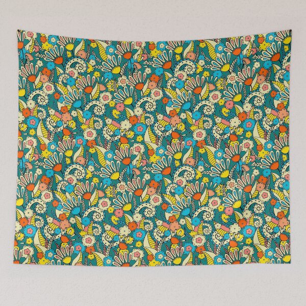 Item preview, Doodles, Spring Garden, Emerald background designed and sold by Alex  Blud.