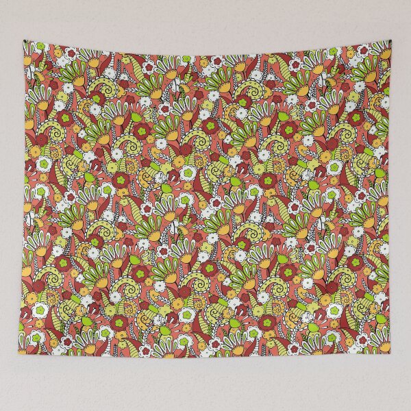 Item preview, Doodles, Spring Garden, Terracotta background designed and sold by Alex  Blud.