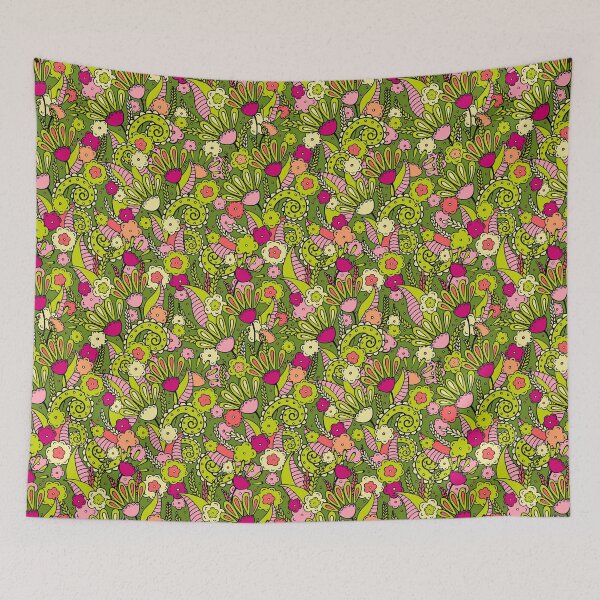 Item preview, Doodles, Spring Garden, Dark green background designed and sold by Alex  Blud.