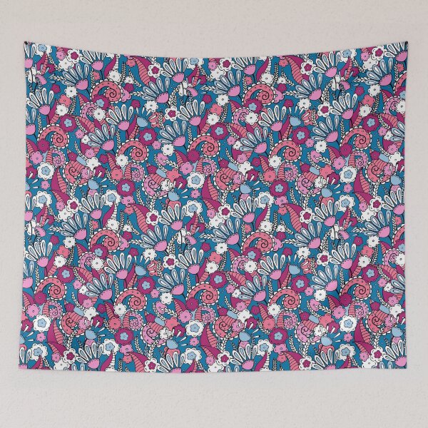Item preview, Doodles, Spring Garden, Blue background designed and sold by Alex  Blud.