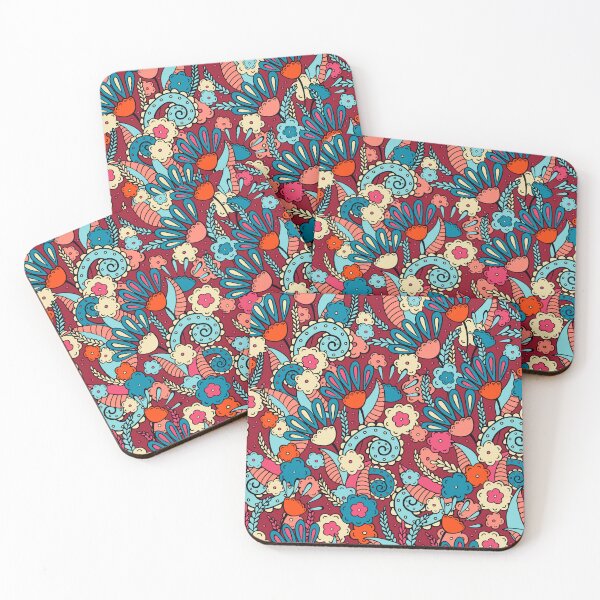 Item preview, Doodles, Spring Garden, Dark red background designed and sold by Alex  Blud.