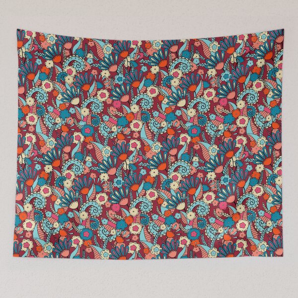 Item preview, Doodles, Spring Garden, Dark red background designed and sold by Alex  Blud.