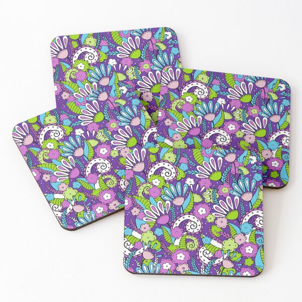 Item preview, Doodles, Spring Garden, Dark purple background designed and sold by Alex  Blud.