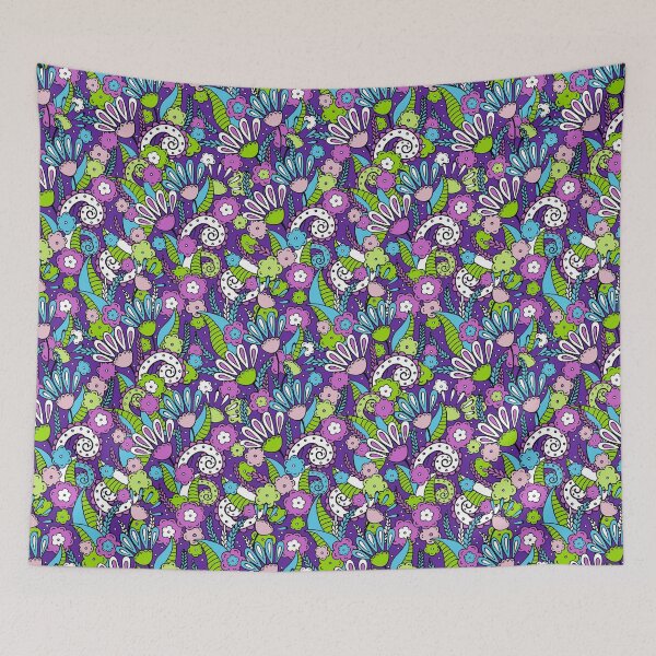 Item preview, Doodles, Spring Garden, Dark purple background designed and sold by Alex  Blud.