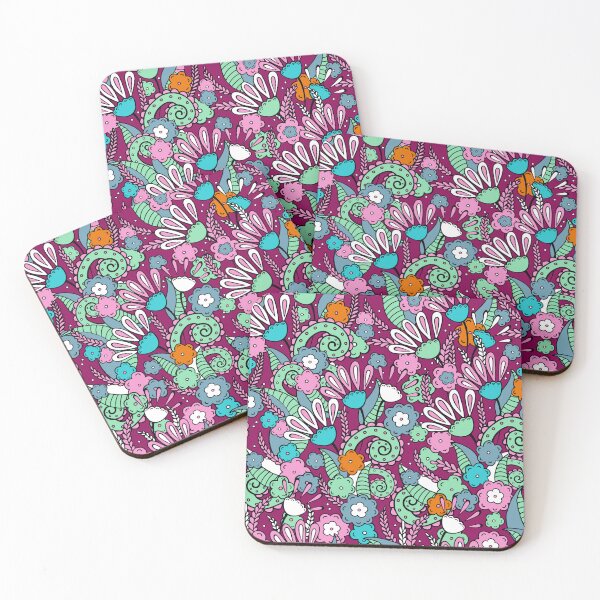 Item preview, Doodles, Spring Garden, Burgundy background designed and sold by Alex  Blud.