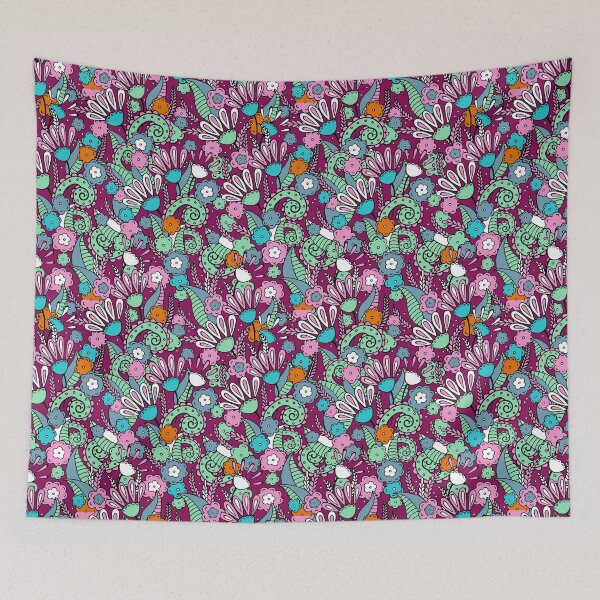Item preview, Doodles, Spring Garden, Burgundy background designed and sold by Alex  Blud.