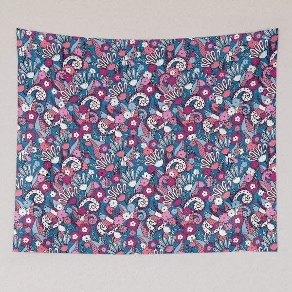 Item preview, Doodles, Spring Garden, Dark blue background designed and sold by Alex  Blud.