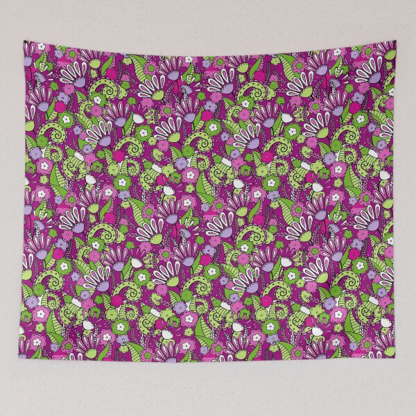 Item preview, Doodles, Spring Garden, Dark lilac background designed and sold by Alex  Blud.