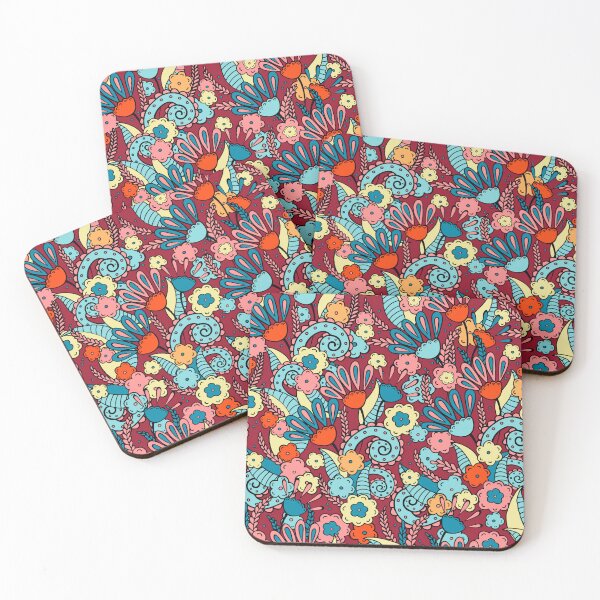 Item preview, Doodles, Spring Garden, Dark crimson background designed and sold by Alex  Blud.
