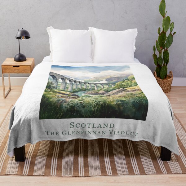 Item preview, Vintage travel poster Scotland - Glenfinnan Viaduct in the Highlands - Retro wall art in watercolors designed and sold by pod24.