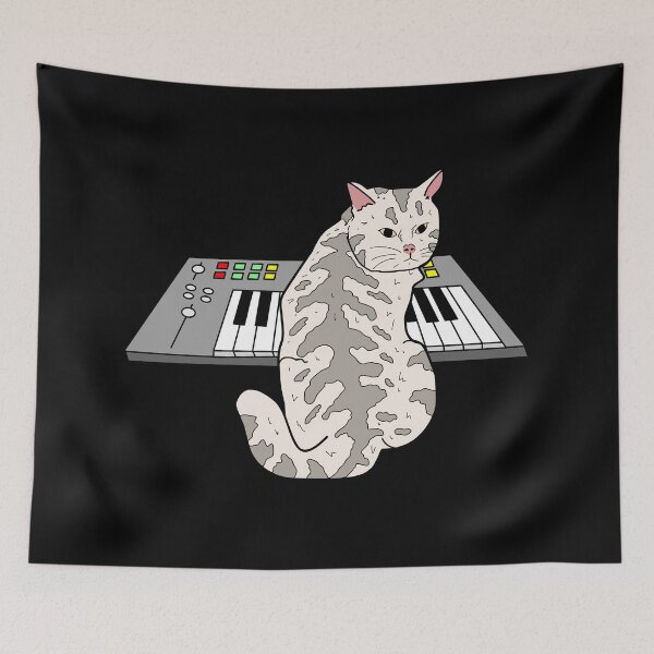 Item preview, cat playing synthesizer designed and sold by Brexmore3.