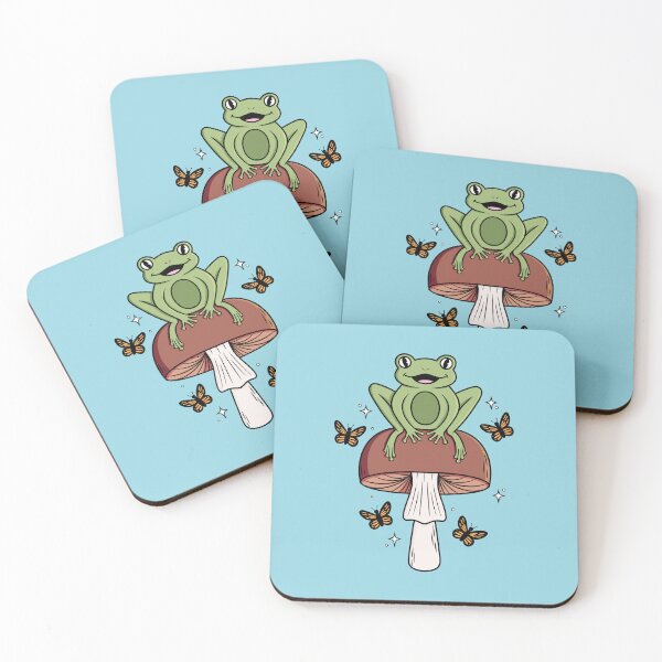 Item preview, Happy Frog on Brown Mushroom with Butterflies designed and sold by Amanda Kinast.