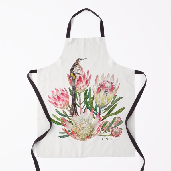 Item preview, Sugarbird Suikerbossie Protea Repens Watercolour background designed and sold by Leanne Nowell.