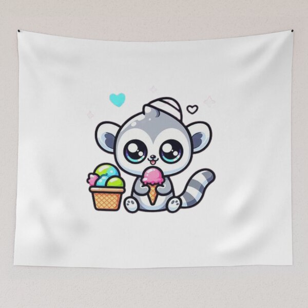 Item preview, lemur eating ice cream designed and sold by Eternalski.