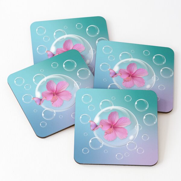 Item preview, Pink Hibiscus Flower and Pink Butterfly designed and sold by WhiteSoftPetals.